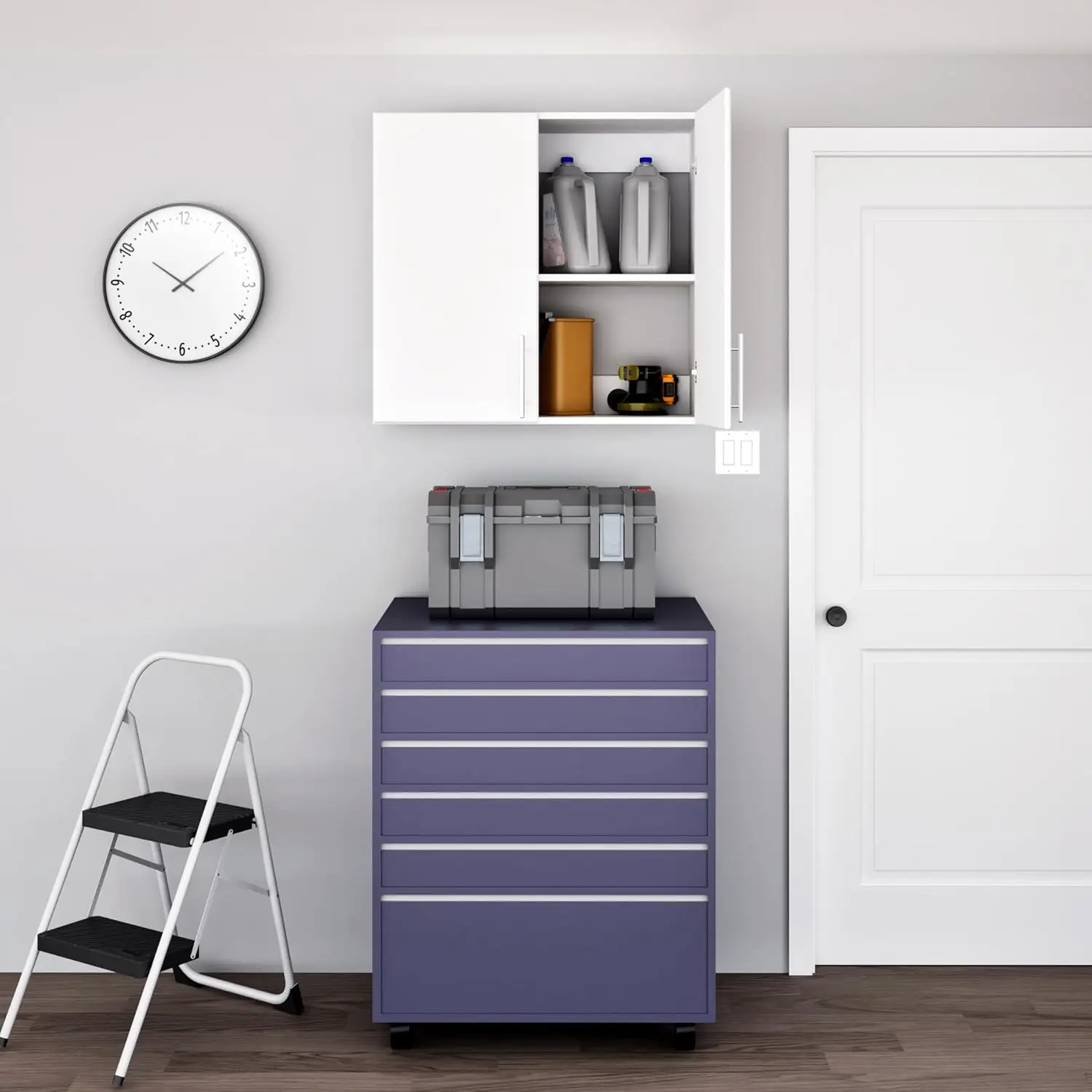 

32" Wall Cabinet, White Storage Cabinet, Bathroom Cabinet, Pantry Cabinet with 1 Adjustable Shelf 12" D x 32" W x 30" H,WEW-3230