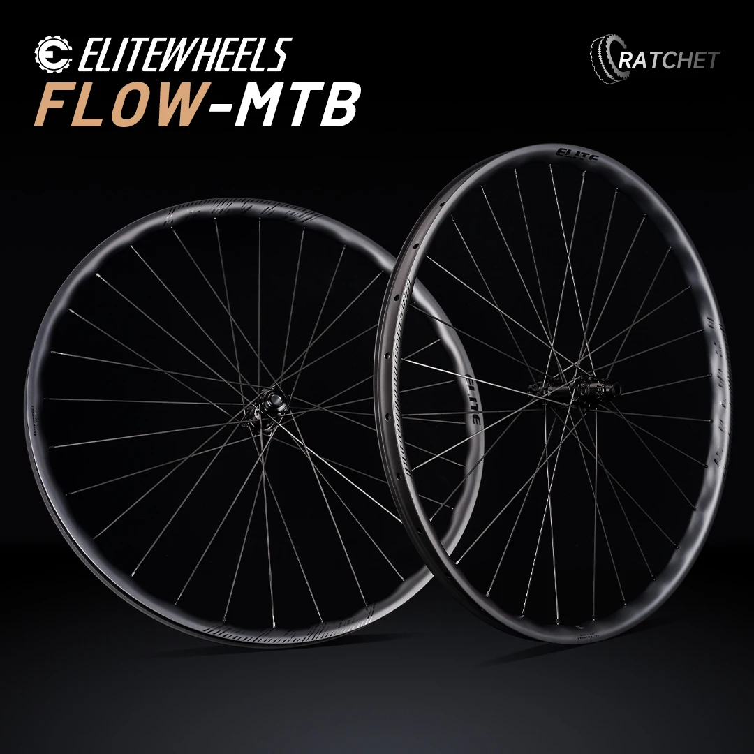 ELITEWHEELS 29er FLOW-MTB juego de ruedas de carbono tipo onda sistema de trinquete buje de montaña doblado M14 bicicleta de carreras bicicleta de montaña