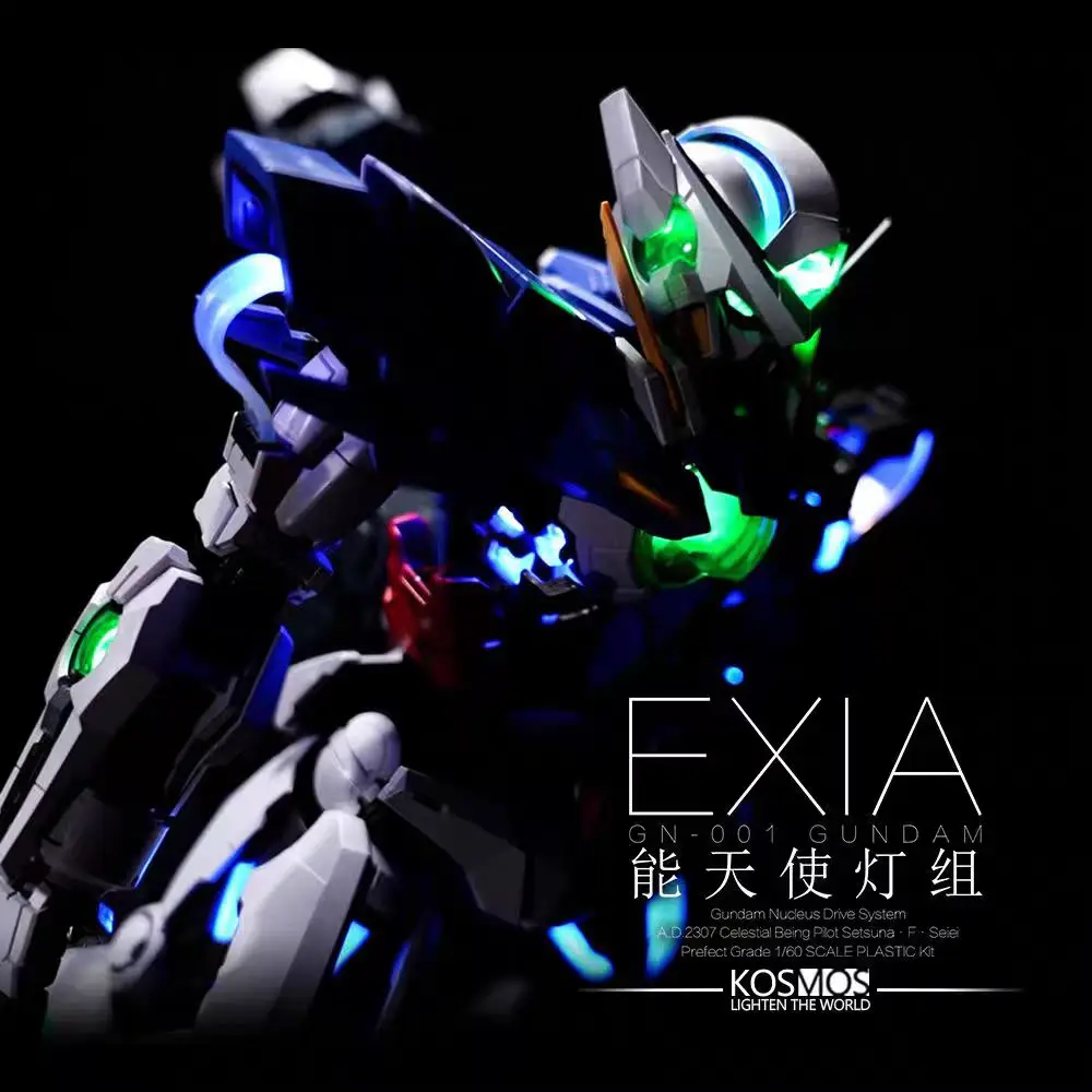 In Stock Original Kosmos PG EXIA GUNDAM 1/60 GN-001 SCALE PLASTIC KIT Fantasy Lights Set LED Assembled Model Gift Toy