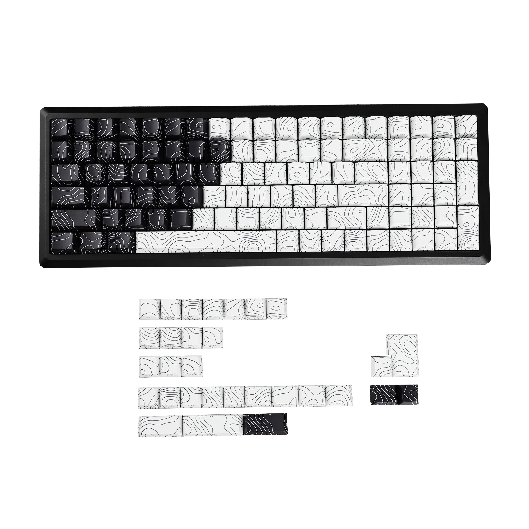 YMDK Contour Line 130 Cherry Profile PBT Doubleshot Side-lit  Backlit keycap For 104 96 87 84 68 61 MX Mechanical Keyboard