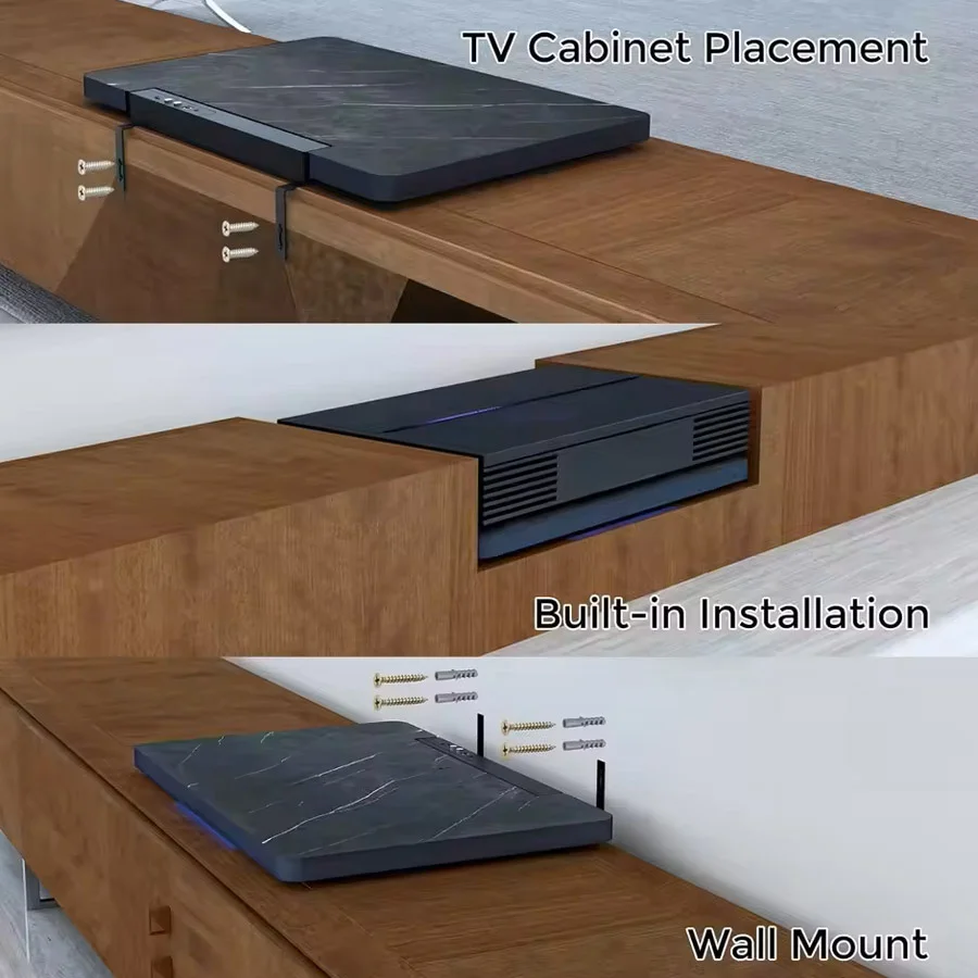 2025 جديد UST العارض بمحركات صينية المنزلق ، الذكية تلفزيون الليزر المحمول الجدول تلسكوبي UST العارض الرف خزانة