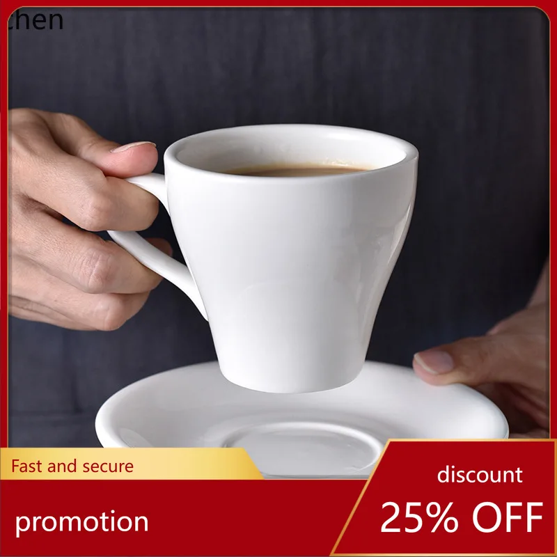 

ZML Simple Ceramic Coffee Cup and Saucer Set Afternoon Tea Cup Western Restaurant Cafe Tableware Office Cup