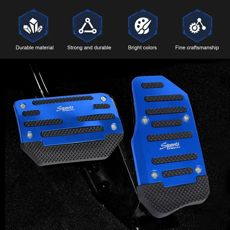 New 2Pcs/3Pcs/set Universal Non-Slip Aluminum Manual Transmission Car Pedal Cover Set Kit Pedali Red/Blue/Silver Car Accessories