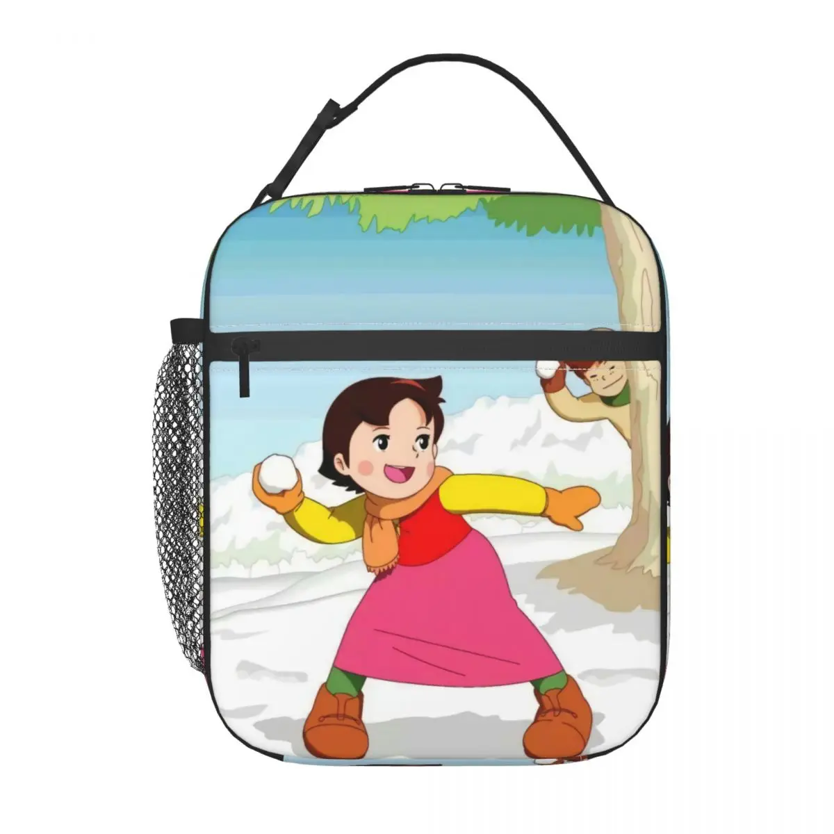 Cartoon Heidi And Snow Insulated Lunch Bag for Women Portable Cartoon Alps Mountain Cooler Thermal Lunch Tote Office Work School