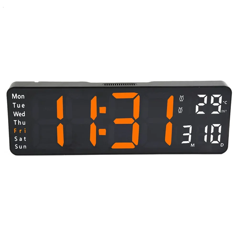 LED Digital Wall Clock Temperature Date Display Alarm Clock Home Decor 13Inch Screen Temperature Date Day Display Electronic LED