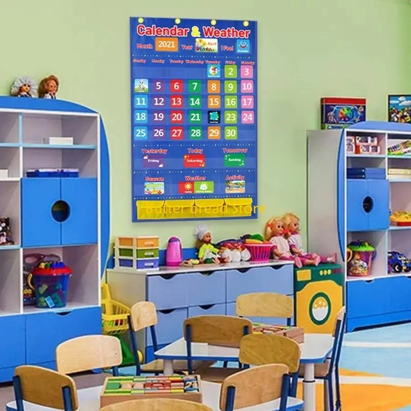 Calendario del calendario W89C Grafico tascabile tascabile Calendario mensile con 114 carte per scuola materna in classe