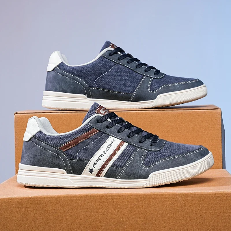 ELUVA Herren Canvas-Schuhe Hochwertige Atmungsaktive Schnürschuhe Große Größen bis 48 Komfortable Weiche Sohle Rutschfeste Casual Skateboard-Schuhe für Männer – Detail 2