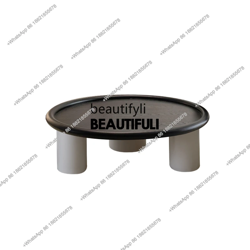 

Nordic Solid Wood Tea Table, Silent Style Log, Living Room, Minimalist Size, round Tea Table Combination