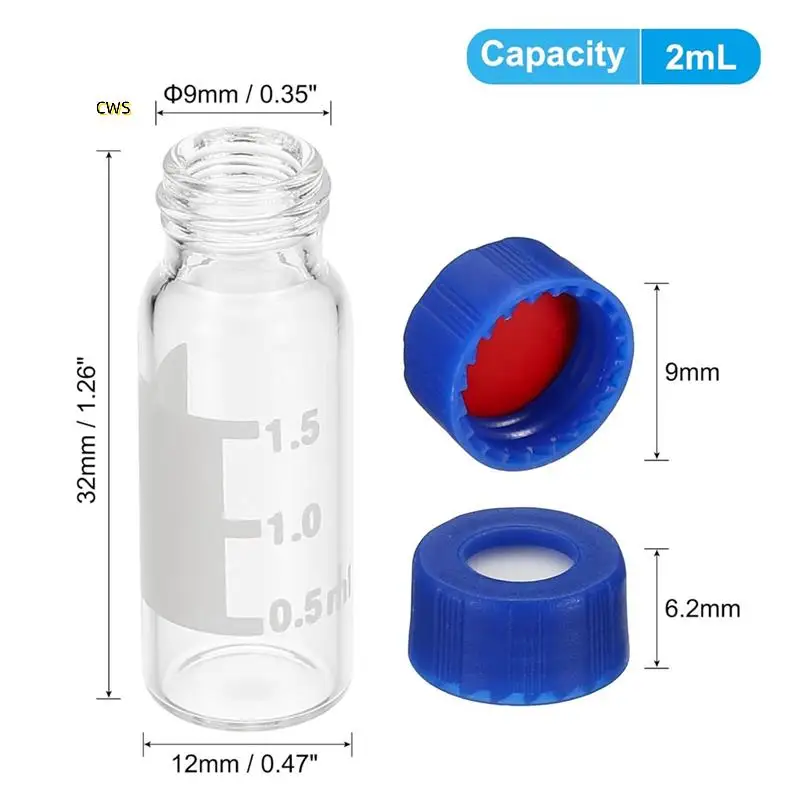Флакон с автосвиплер на 2 мл, флаконы HPLC/GC, 9-425, лабораторные прозрачные флаконы, флакон для образцов, завинчивающаяся крышка, пластырь для письма