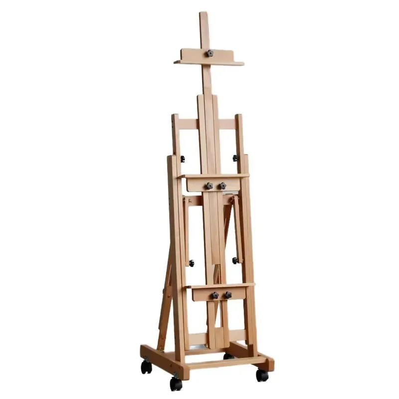 Professional Dual Purpose Large Solid Beech Wood Floor Standing Easel Multi Functional Lifting Telescopic for Oil Painting
