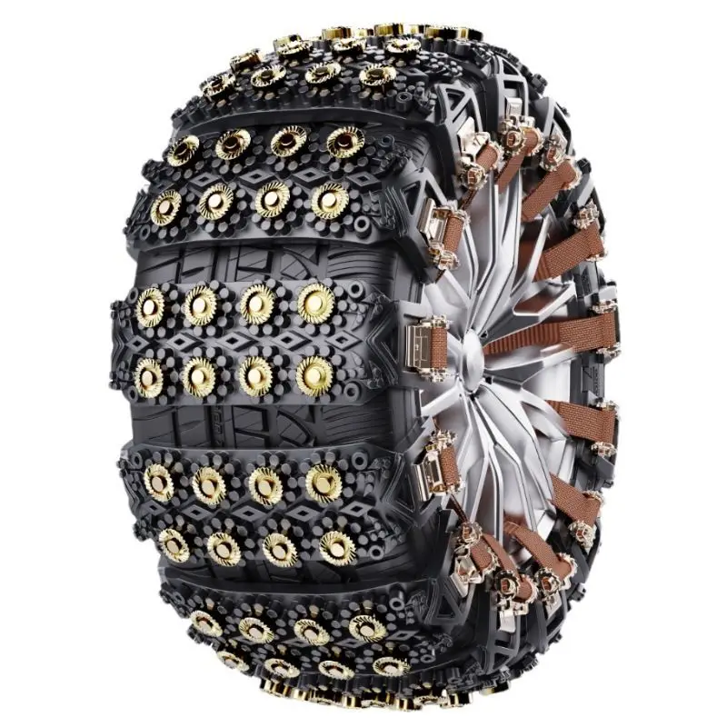 Snow Chains for Car SUV Truck Anti Slip Winter Tire Chains Thickened Steel Stud Nails Heavy Duty Climbing Traction Chain for Ice