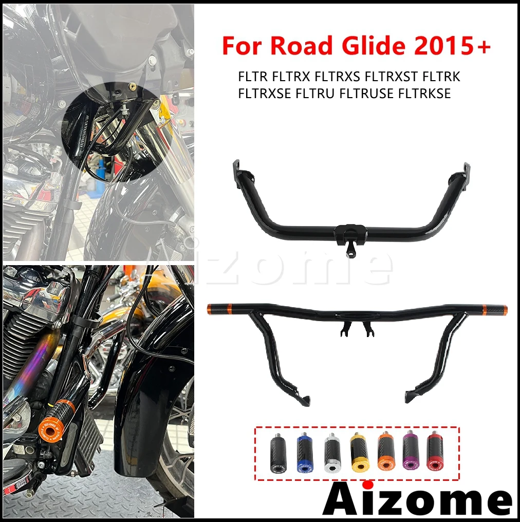 

Road Glide Front Highway Bumper Crash Bar Motorcycle Fairing Lower Support Bracket For Harley Touring CVO FLTRKSE FLTRUSE 15-24