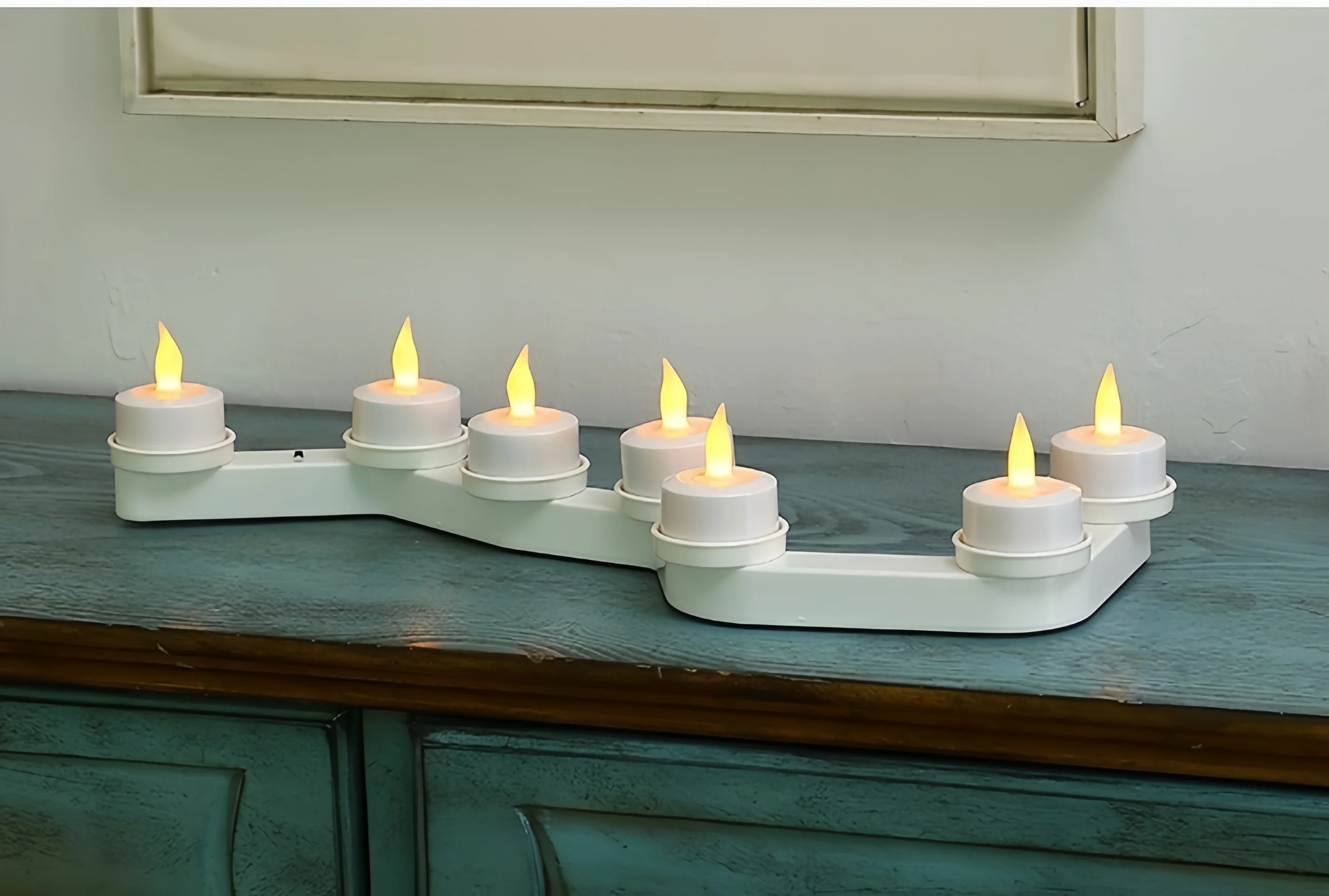 Rechargeable Big Dipper Seven-Star Led Tea light Remote control w/timer Electronic Candle Buddha Hall Prayer Table Ambient ligts