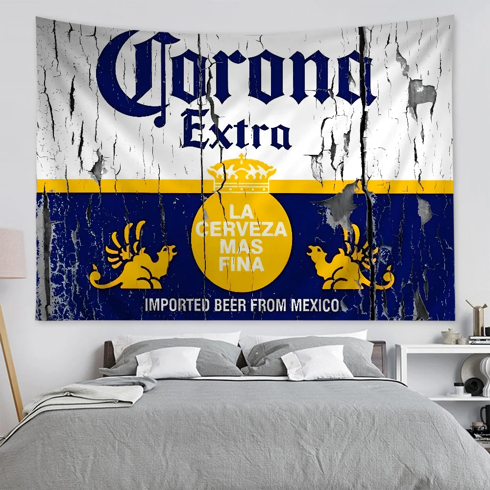 Corona Extra Beer Cartoon Tapestry for Living Room Home Dorm Decor INS Home Decor