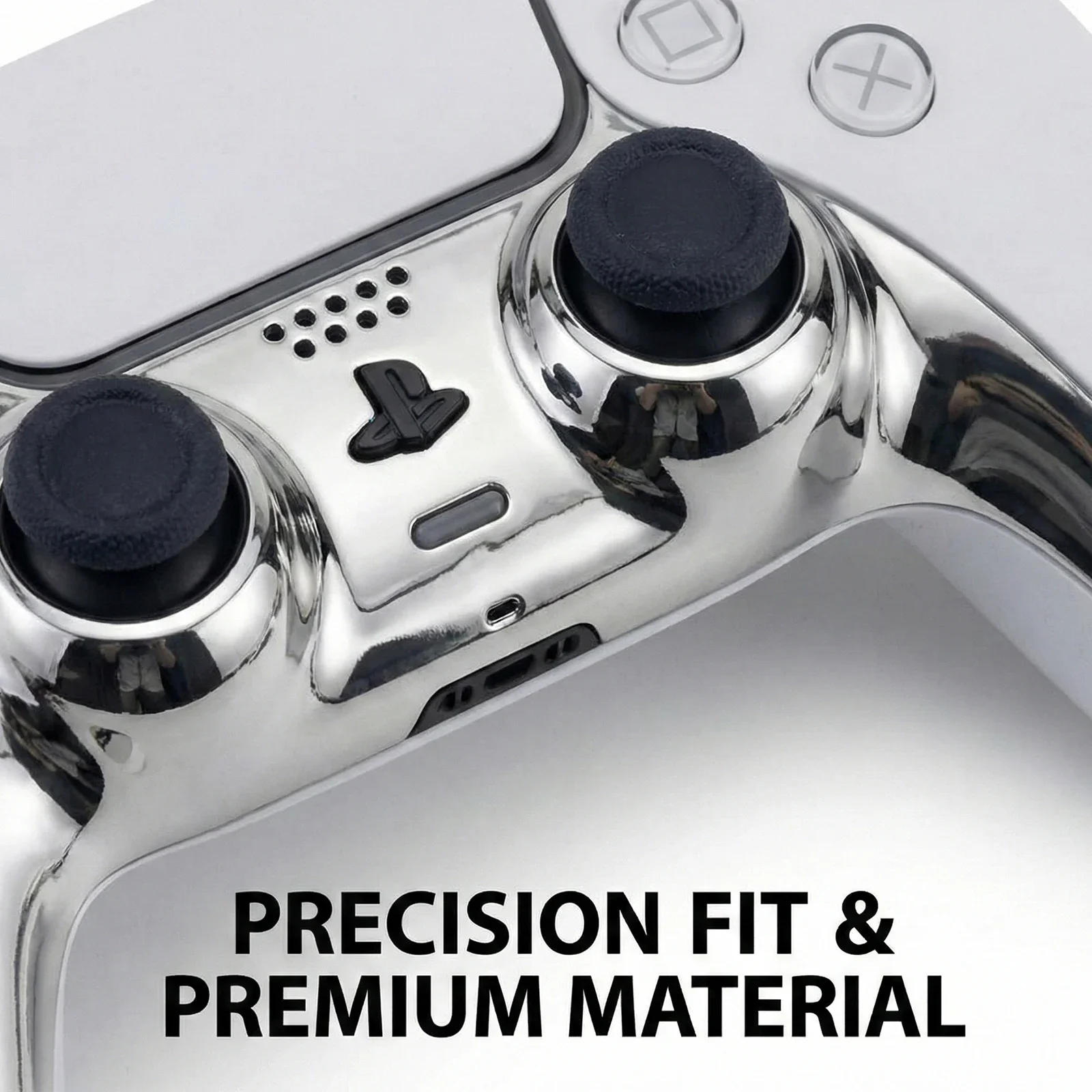 Dekoracyjna listwa chromowana na joystick kontrolera PS5, zamiennik osłony uchwytu z narzędziem do podważania, precyzyjne dopasowanie, akcesoria do samodzielnego montażu.