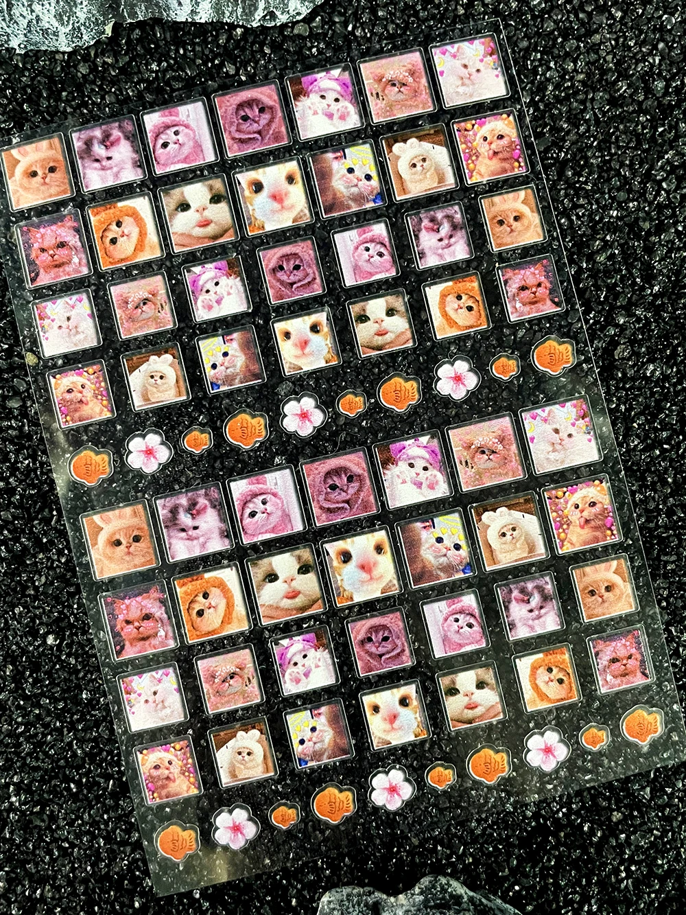 Pvc Y2k Cute Animals Cat Nail Art Sticker Ultra-Thin Self-Adhesive Slider Waterproof Durable Scrapbook Stickers Gift