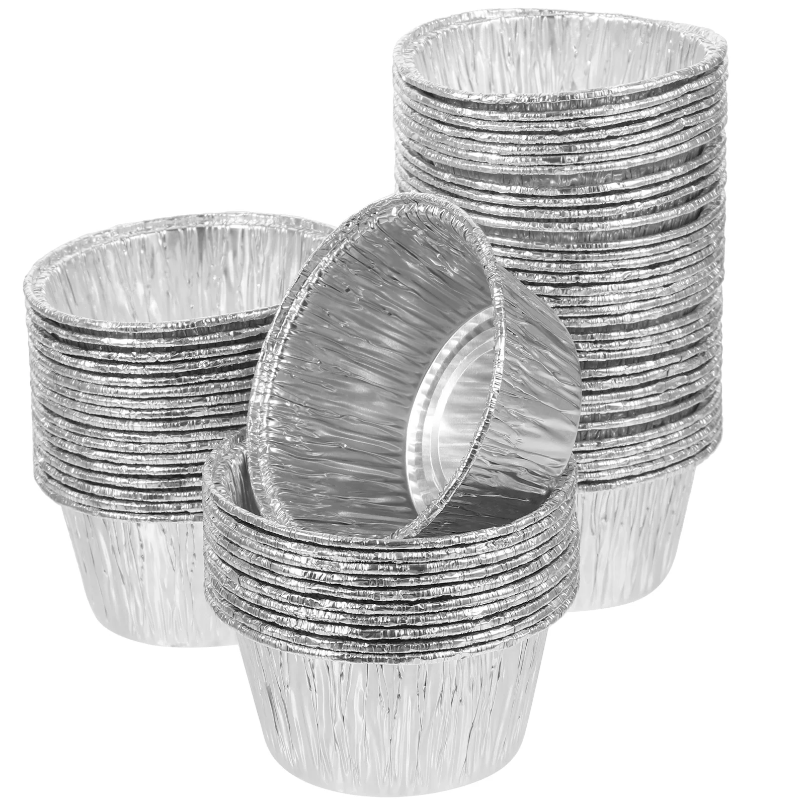 

100pcs Aluminum Foil Egg Tart Cups Heavy Duty Baking Molds for Cakes Pies Tarts Flans Oven Safe Disposable Foil Cups Round molds