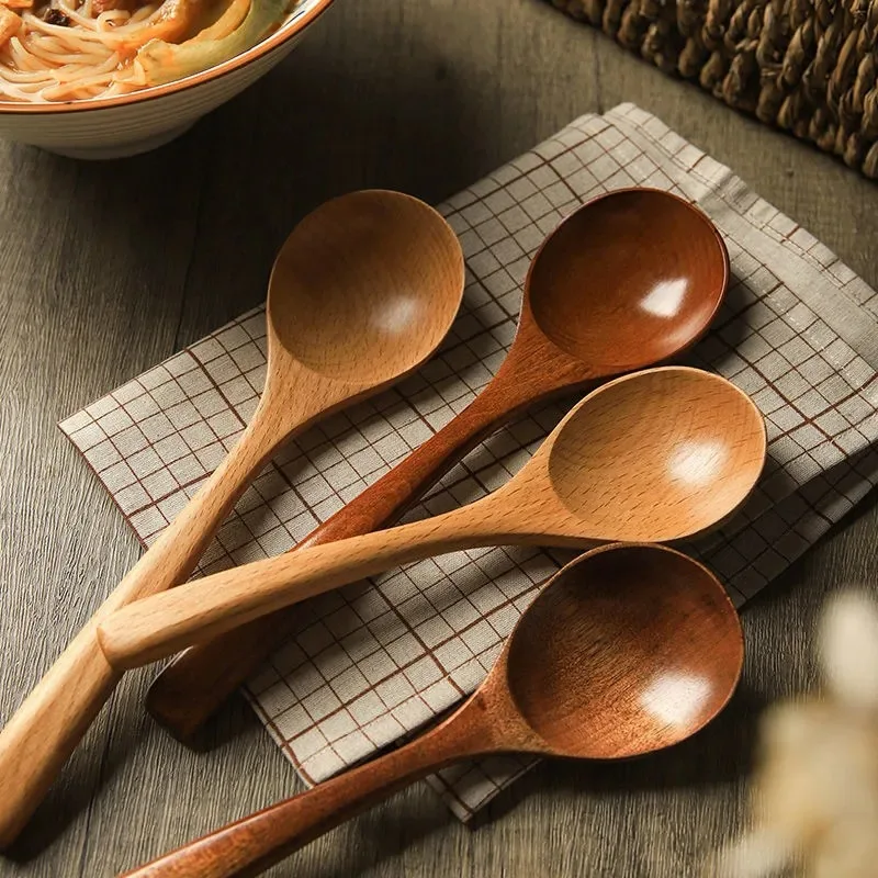 Wooden spoon long handle Noodles in soup wooden spoon, large Udon noodle spoon, cooking spoon, anti scald and anti slip