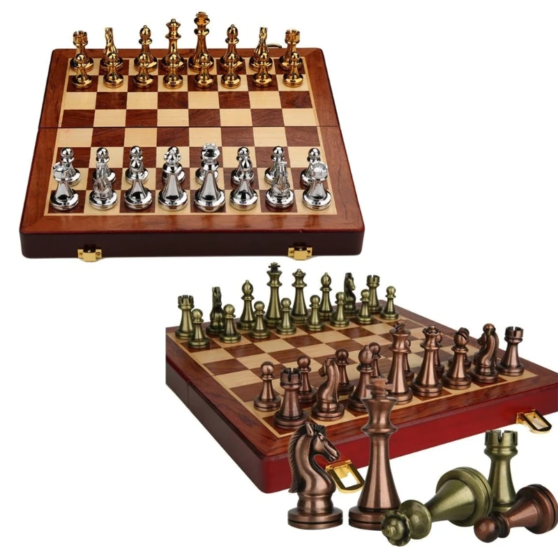 

Educational Toy Strategy Game Chesspiece Set for Kid Adult Delicate Chess Set Folding Board Set Upgraded Metal Chess Set N58B