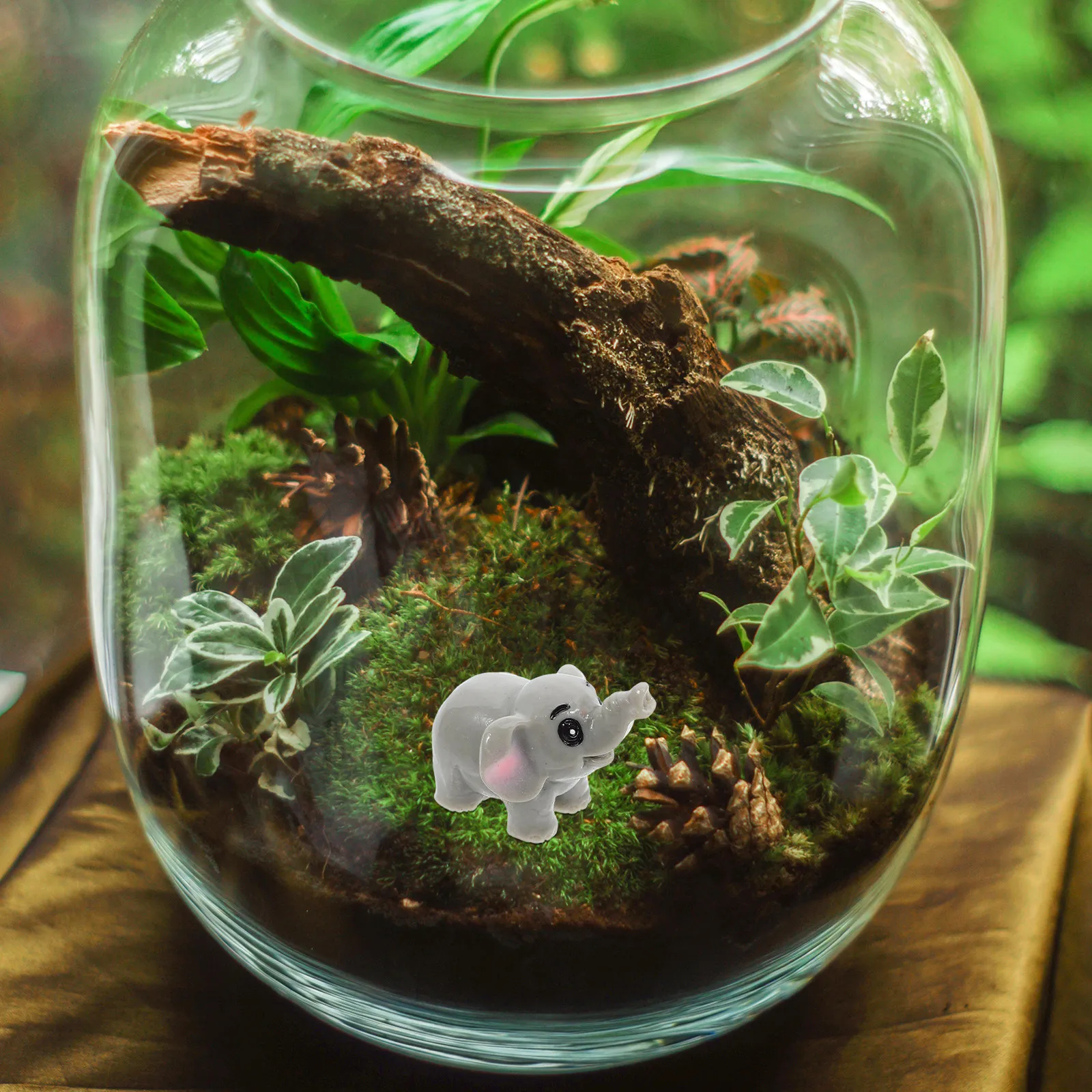 10Pcs Animal Figures Mini Resin For Living Room Decor Christmas Table Decor Tiny Elephant Ornament Desktop