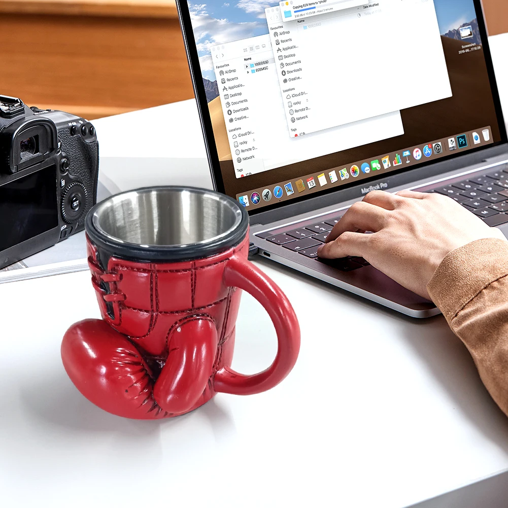 1/2 قطعة قفاز الملاكمة القدح الرياضة تحت عنوان فنجان القهوة مضحك درينكوير المحمولة المطبخ سطح المكتب الحاويات مع مقبض هدية الإبداعية