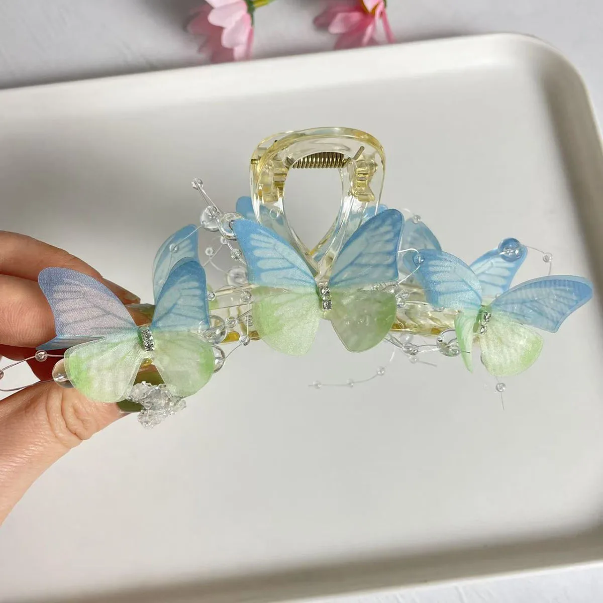 Butterfly Large Hair Claw for Thick Hair Claws Crab Women Sweet Pink Hairpin 15CM Ponytail Hair Clip Claw Accessories