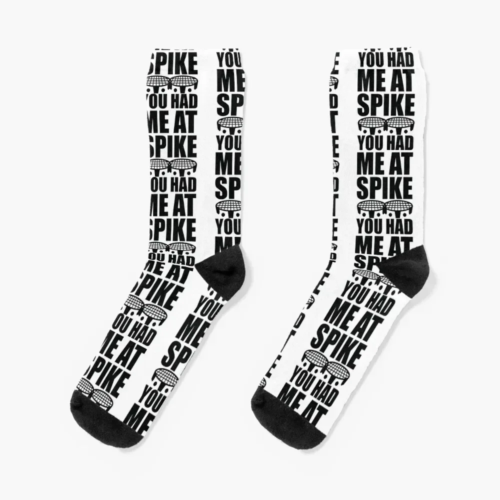 

You had me at Spike - roundnet - Spikeball - Black Socks Rugby designer happy loose Men's Socks Women's