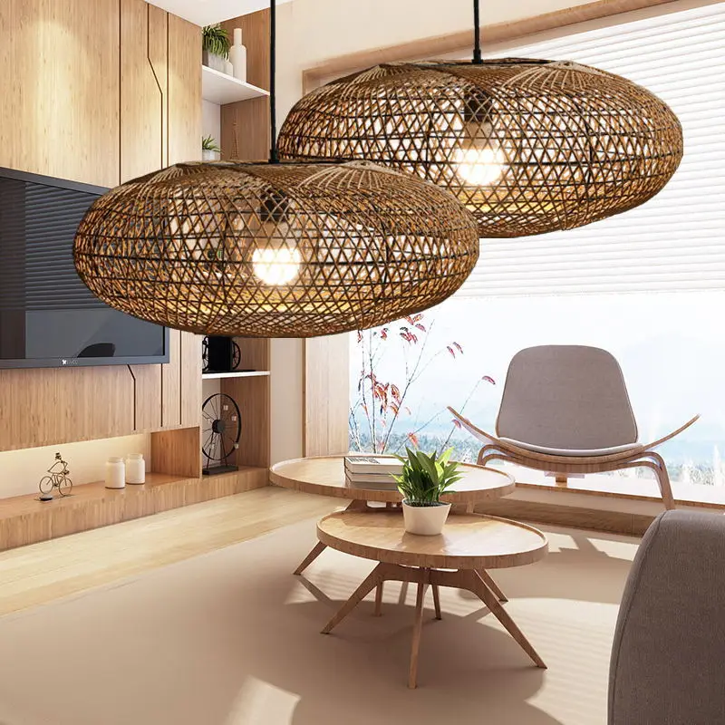 

Handmade Rattan Pendant Lights Chinaese Restaurant Hotpot Shop Living Room Kitchen Chandelier Home Decor E27 Lighting