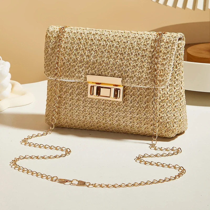 

Summer Straw Shoulder Bags for Women Simple Beach Bag Women's Small Square Purses and Handbag Fashion Money Bag