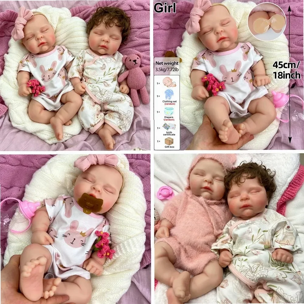 18-Inch Silicone Reborn Baby Doll with Pacifier, Realistic Interactive Toy