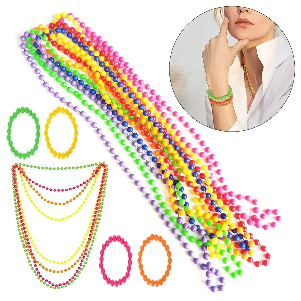 4/8 szt. Połączone koraliki naszyjnik zestaw bransoletek neonowe kolorowe koraliki sznurek kołnierz urok artystyczny fluorescencyjny Choker