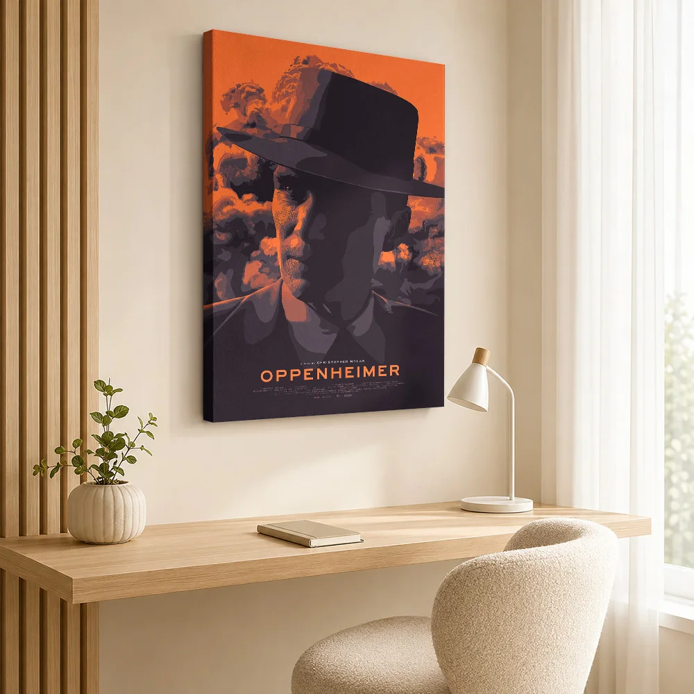 Oppenheimer Hat Portrait Framed Canvas Poster Personalized Photo Modern Graphic Composition Wall Art For Film Screening Room