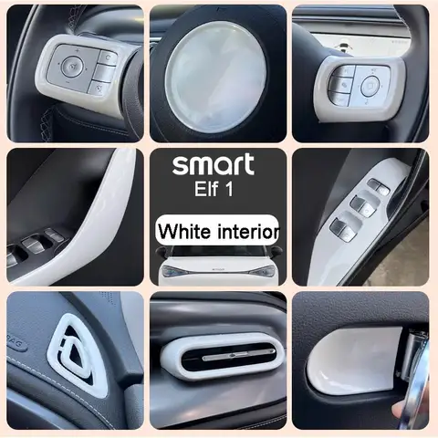 Car ABS White Interior Frame Door Armrest Window Lift Decorative Sticker For Smart Elf 1 # Car Accessories Modification