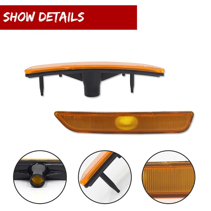 Gtinthebox 2PCS Smoked /Clear Lens Car Front Bumper Side Marker Light Cover Housings For 2010-2014 Ford Mustang, No Bulb/Socket