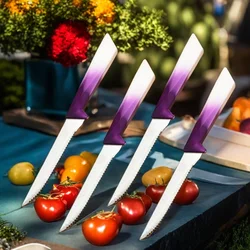 4/6 /8 PCS Steak Knives Set Dinner Knife with Gradient Handle Stainless Steel Sharp Serrated Friut Knife Quality Kitchen Knife