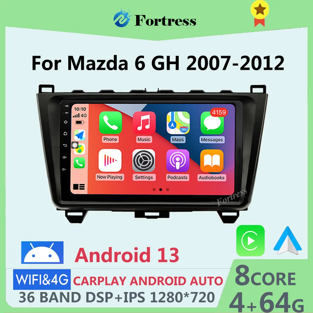 

Android 12 Carplay 2Din For Mazda 6 GH 2007-2012 Autoradio GPS Navigation Camera 4G WIFI IPS Multimedia Stereo Player RDS No DVD