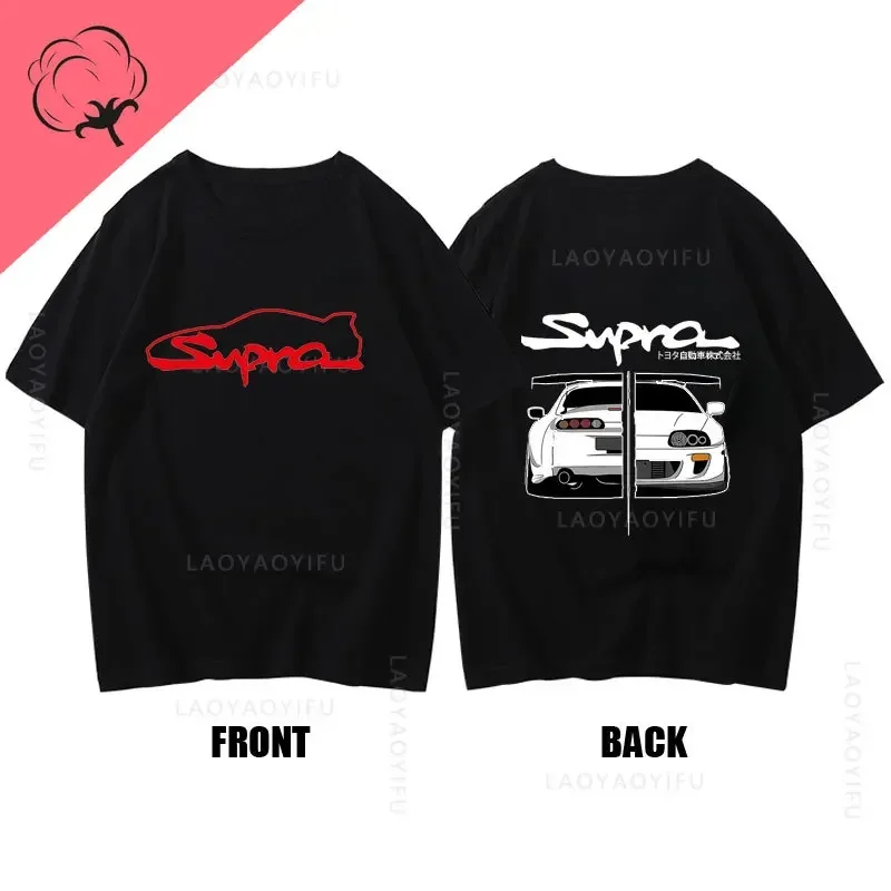 Initial D Supras MK4 Theme 100%Cotton Summer Men's Clothing Hip-hop Y2k Graphic T Shirt Streetwear Gym Top Summer Shortsleev Tee