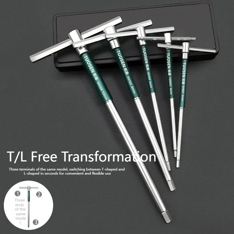 2.5/3/4/5/6/8/10mm Torx Screwdriver T Type Allen Hex Wrench Chrome Spanner T-shaped Hand Tool Extended T-Socket Wrench