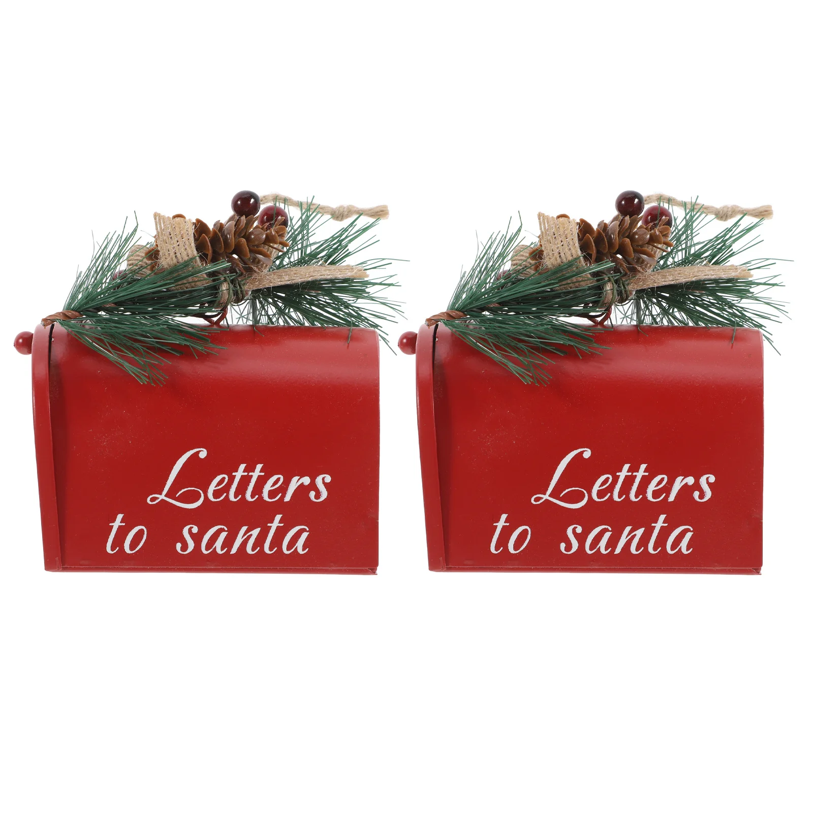 

2Pcs Metal Mailbox Hanging Decor Red Xmas Tree Pendant Home Iron Craft Unique Holiday Ornament Xmas Pendant Tree Hanging Decor