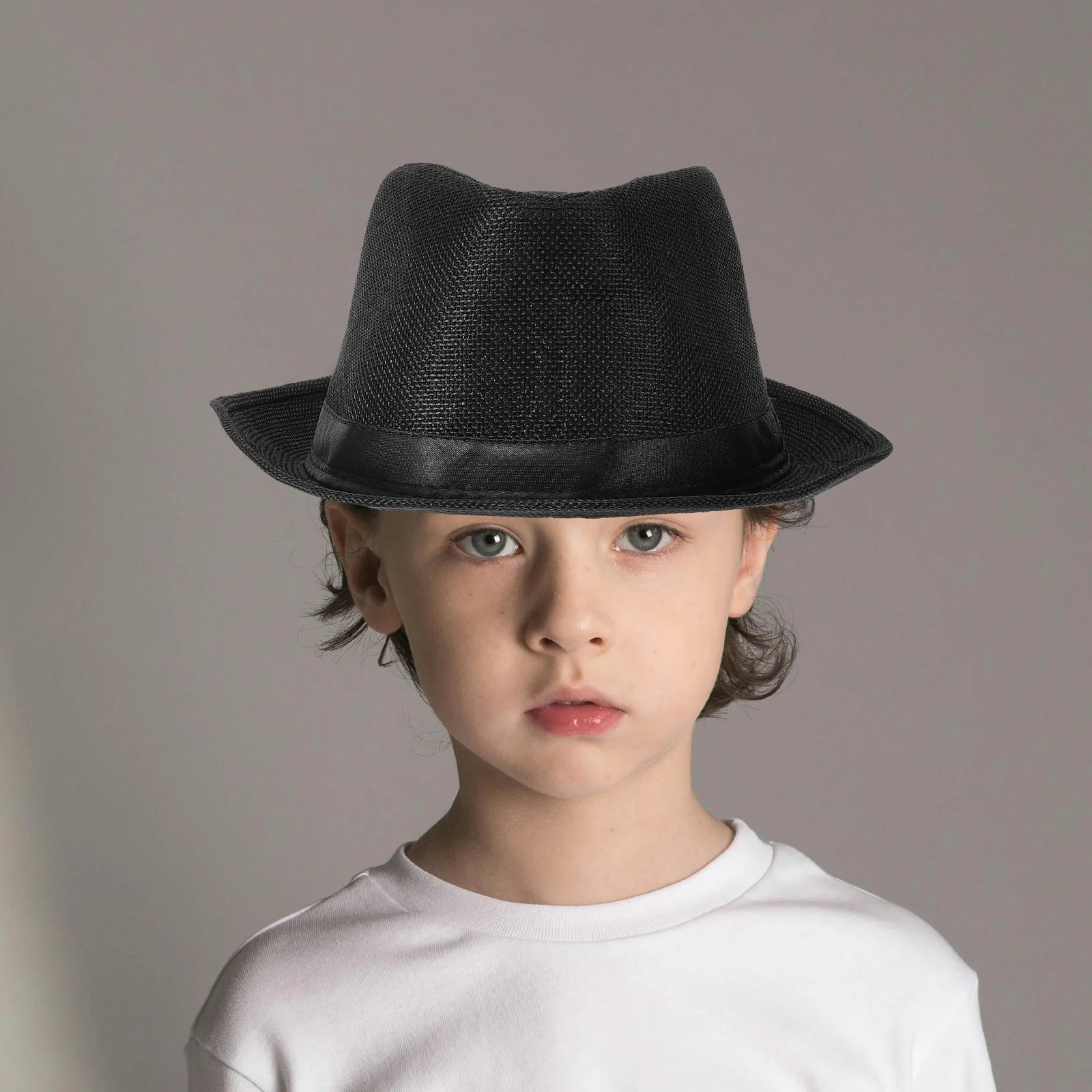 Children Fedora Hats Gentleman Kids Dancing Performance Hat for Girth of 56-58cm (Black) fedora hats for kids