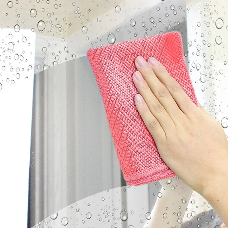 5Pieces Fish Scale Rags Super Absorbents Microfiber Polishing Cleaning Cloths Reusable Glass Wiping Rags 30X40cm