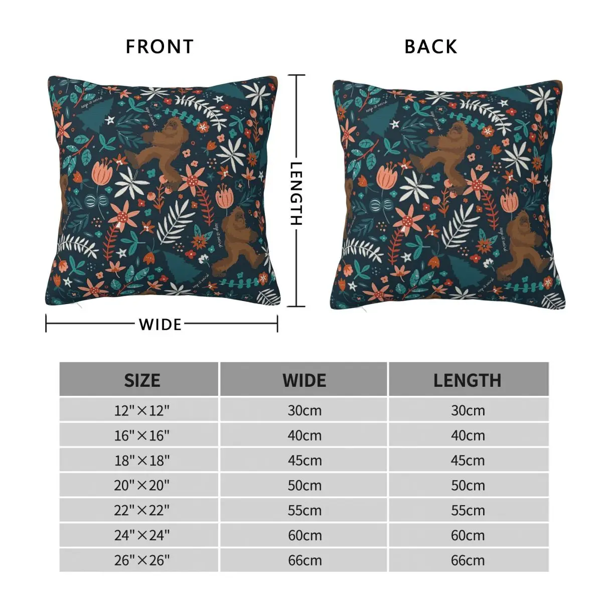 Bigfoot Keep It Weird Square Pillowcase Polyester Linen Velvet Creative Zip Decor Room Cushion Cover