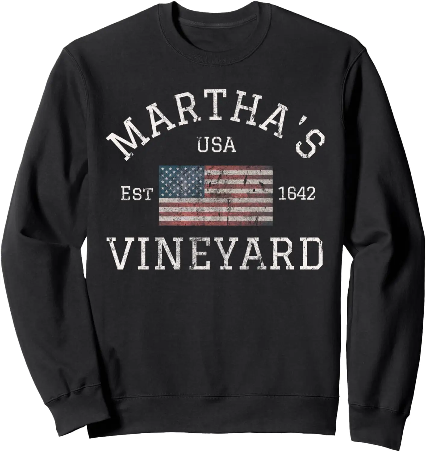 Martha's Vineyard Massachusetts American Flag USA Vintage Sweatshirt