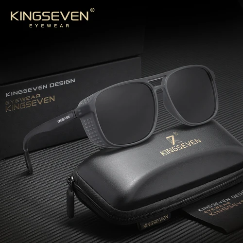 Imagen 2 del producto KINGSEVEN, gafas de sol para conducir de negocios para hombre, gafas de sol cuadradas de moda de viaje con montura mate, gafas polarizadas UV400 para exteriores