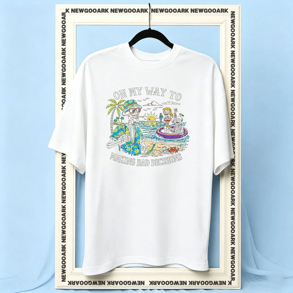 On My Way to Making Bad Decisions vintage Skull holiday t-shirt woman man Casual cotton printed t shirts Adult O-neck summer