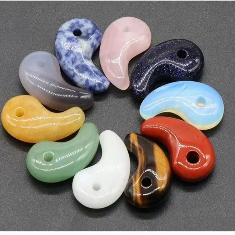 16mmx30mmx3mm Natural Semi-precious Stone Magatama Pendant Anime Division Around Tiangouzimu Wine Swallow Evil Knife Cartoon