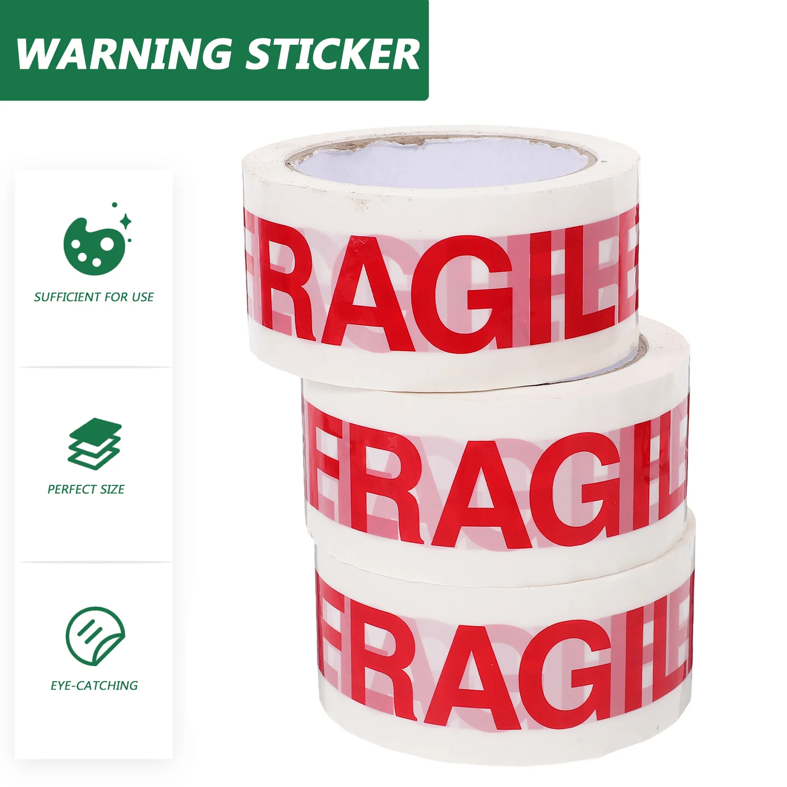 3 Rolls Tape Fragile Warning Packaging Seal The Box Glass Stickers for Shipping Packing Supplies Labels