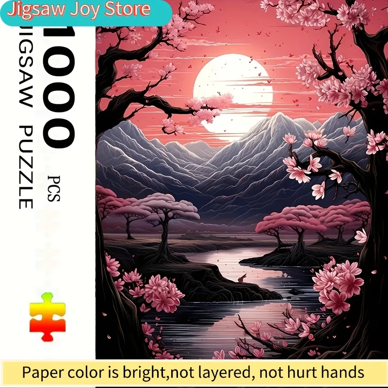 

Пазл «Китайский закат и цветение вишни», 1000 элементов, для подростков и взрослых — расслабляющая и развивающая игра, средний уровень сложности, семейная игра своими руками
