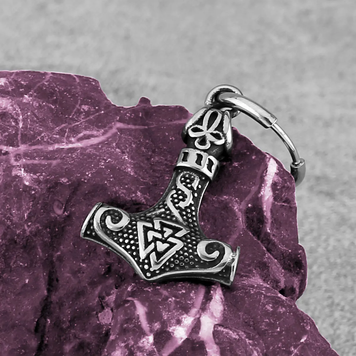 New Creative Nordic Thor\'s Hammer Drop Earrings Stainless Steel Scandinavian Rune Amulet Earrings for Boys and Girls Jewelry