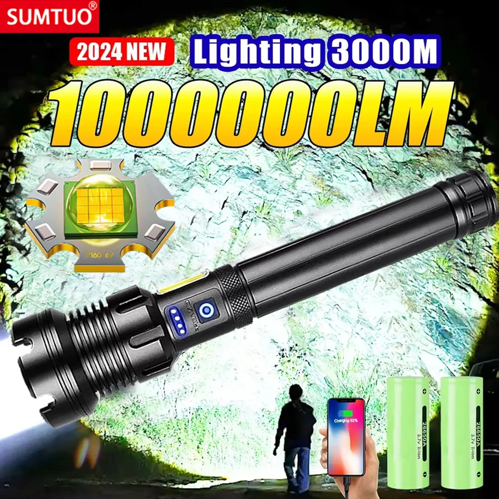 

Most Powerful High Power Led flashlight 1000000LM XHP390 Rechargeable Led Flashlight Zoom Outdoor Tactical Lantern Hunting Torch